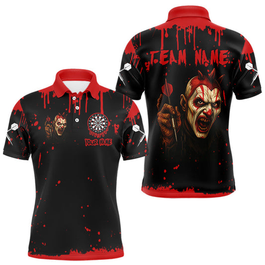 Maxcorners Red Dripping Jocker Dartboard Men's Darts Shirt - Custom Name For Darts Jersey