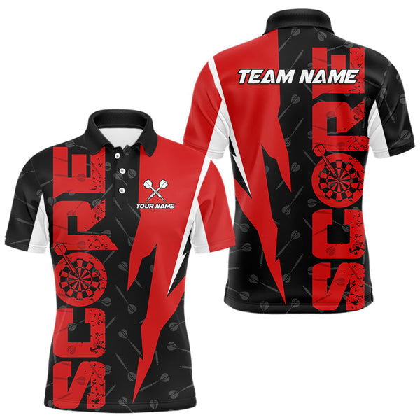 Maxcorners Red Score Dartboard Grunge Darts Shirt For Men - Custom Name & Team Jersey  LM3006