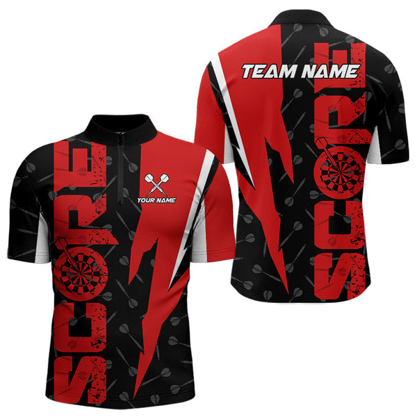 Maxcorners Red Score Dartboard Grunge Darts Shirt For Men - Custom Name & Team Jersey  LM3006