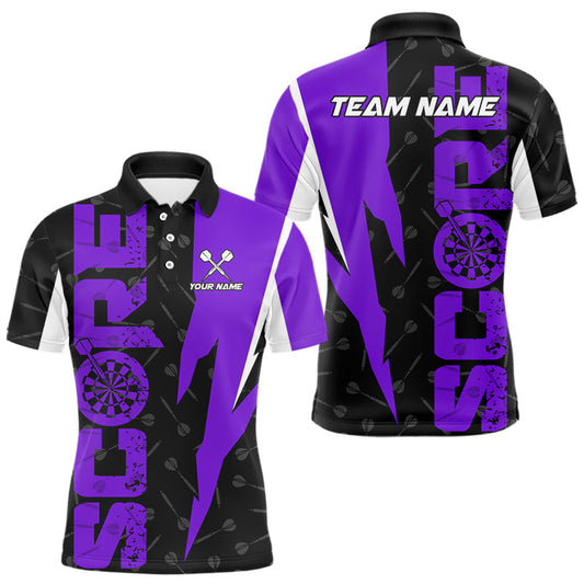 Maxcorners Purple Score Dartboard Grunge Darts Shirt For Men - Custom Name & Team Jersey LM3006