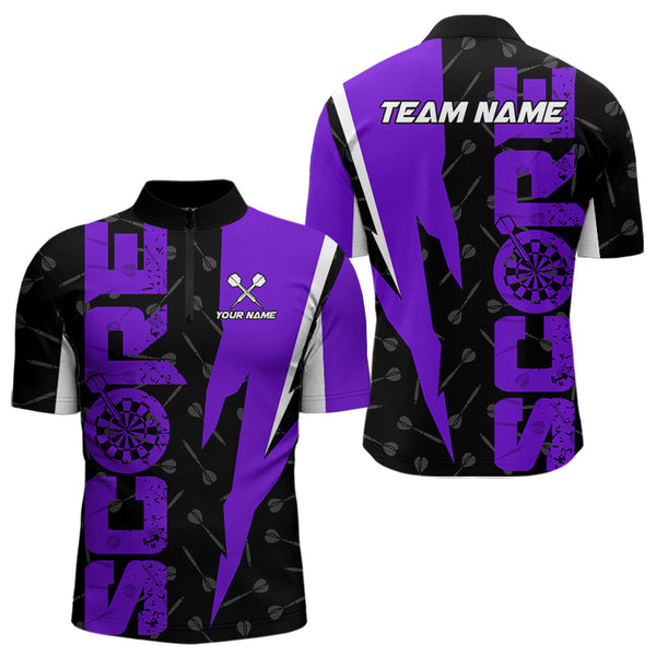 Maxcorners Purple Score Dartboard Grunge Darts Shirt For Men - Custom Name & Team Jersey LM3006