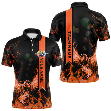Maxcorners Personalized Fire Flame Pool Men's Billiard Balls Team Shirt Phoenix Billiard Attire|Yellow LM0101