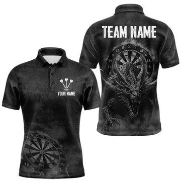Maxcorners Custom Dragon Darts Shirt For Men With Cracked Stone, Dragon Grey Smoke Darts Team Jersey LM0208