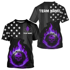 Maxcorners Custom Purple Flames Pickleball Ball 3D League Jerseys Men Pickleball US Flag Team Shirts