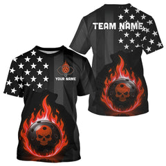 Maxcorners Custom Red Flames Pickleball Ball 3D League Jerseys Men Pickleball US Flag Team Shirts