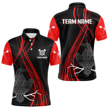Maxcorners Custom Red Lines Celtic Raven Dart Arrows Dart Shirt For Men, Dart Team Jerseys
