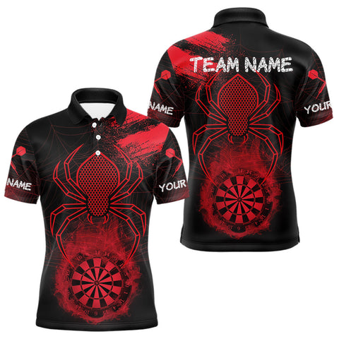 Maxcorners Red Spider Men's Grunge Darts Shirt Smoke Dartboard - Custom Name For Darts Jersey LM1506