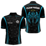Maxcorners Azure Wings With Dart Arrow Men's Funny Darts Shirt - Custom Name For Darts Jersey LM2206
