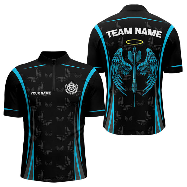 Maxcorners Azure Wings With Dart Arrow Men's Funny Darts Shirt - Custom Name For Darts Jersey LM2206