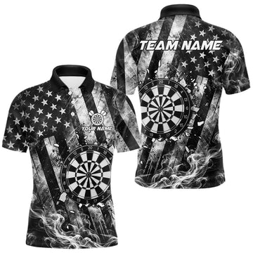 Maxcorners Smoke American Flag Dart Shirt For Men Personalized Cracked Dartboard Dart Team Outfits Jerseys