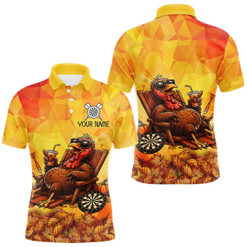 Maxcorners Custom Funny Turkey Autumn Thanksgiving Darts Shirt For Men, Thanksgiving Darts Team Jersey LM0410