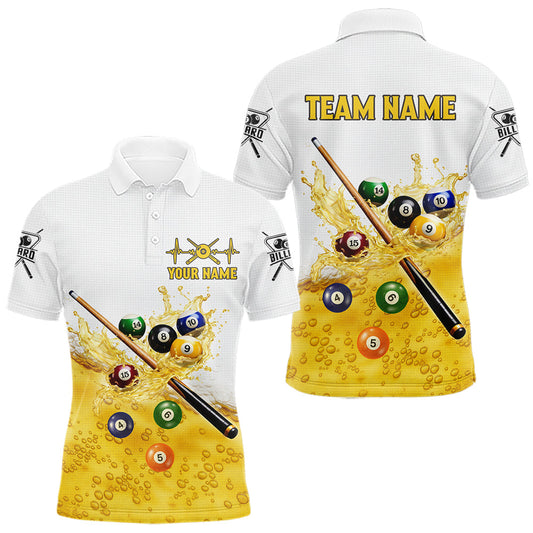 Maxcorners Funny Beer Play Pool Balls Billiard Team Shirt For Men Custom Billiard Polo & 1/4 Zip Attire