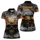Maxcorners Smoke Skull Darts Grunge Men's Darts Polo Shirt - Custom Name For Players  LM1307