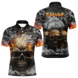 Maxcorners Smoke Skull Darts Grunge Men's Darts Polo Shirt - Custom Name For Players  LM1307