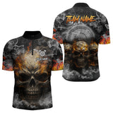 Maxcorners Smoke Skull Darts Grunge Men's Darts Polo Shirt - Custom Name For Players  LM1307