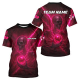 Maxcorners Custom Lightning Skeleton Pink Pickleball Ball T-Shirt For Men Pickleball Team Outfits MT1309
