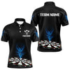 Maxcorners Men’s Darts Shirt, Colorful Dartboard With Navy Thunder Lightning Dart Arrow