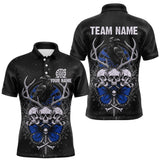 Maxcorners Blue Skulls Butterfly Grunge Dartboard Custom Darts Polo Shirt For Men Retro Dart Gifts TU1911