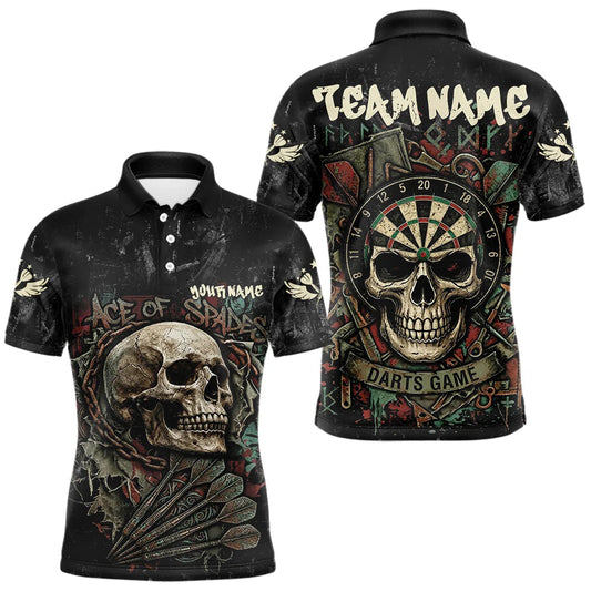 Maxcorners Graffiti Grunge Skull Darts Shirt For Men Custom Name & Team Skull Dart Outfits Jerseys LM2704