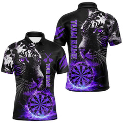 Maxcorners Purple Horror Tiger Fire Flame Dartboard Custom Men Darts Polo League Shirts Dart Jerseys