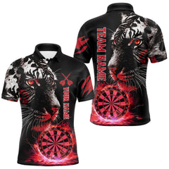 Maxcorners Red Horror Tiger Fire Flame Dartboard Custom Men Darts Polo League Shirts Dart Jerseys
