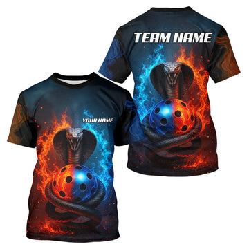 Maxcorners Custom Red And Blue Cobra Pickleball Ball T-Shirt For Men Outfits Pickleball Jersey LM1501