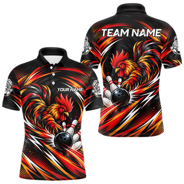 Maxcorners Personalized Angry Rooster Bowling Shirt For Men Custom Fire Rooster Youth Bowling Team Jerseys