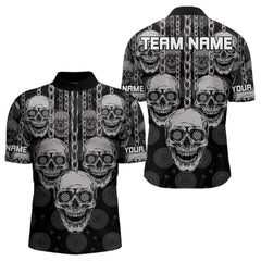 Maxcorners Custom Grey Skulls Dartboards Dart Shirts For Men, Dart Team Jerseys
