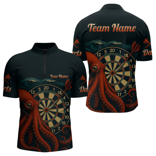 Maxcorners Scarlet Octopus Dart Team Shirt For Men Players â€“ Unique Custom With Player Name LM1625