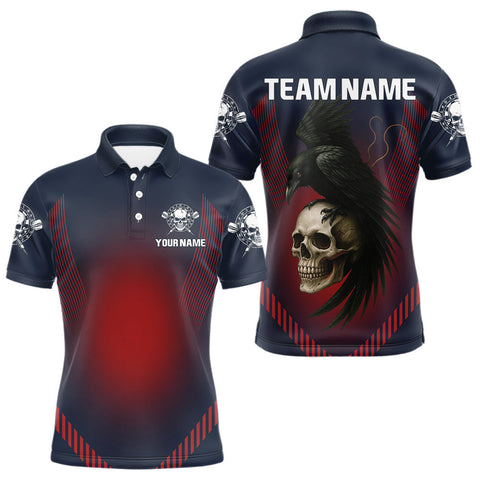 Maxcorners Dark Crow And Skull Dart Team Shirt For Men - Name Personalization Darts Jersey