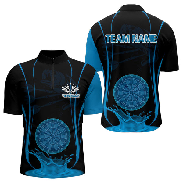 Maxcorners Azure Water Lightning Dartboard & Fish Darts Shirt For Men - Custom Name & Team LM3006