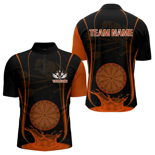 Maxcorners Orange Water Lightning Dartboard & Fish Darts Shirt For Men - Custom Name & Team LM3006