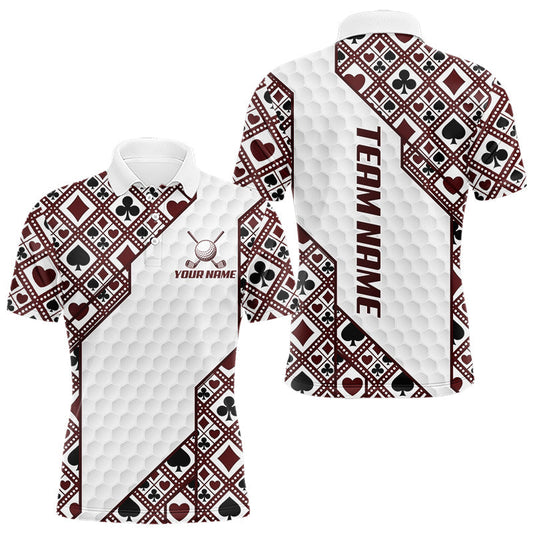 Maxcorners Mens Golf Clothing Poker Pattern Golf Shirt Funny Custom Men Golf Top, Best Golf Gifts For Golfer LM2603