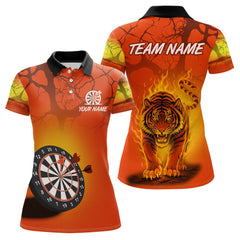 Maxcorners Flaming Tiger Orange Pattern Dartboard Darts Shirt For Men - Custom Name LM1625
