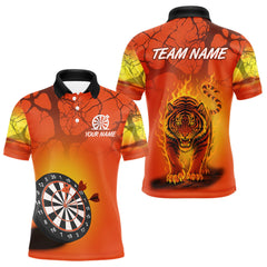 Maxcorners Flaming Tiger Orange Pattern Dartboard Darts Shirt For Men - Custom Name LM1625