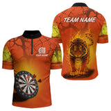 Maxcorners Flaming Tiger Orange Pattern Dartboard Darts Shirt For Men - Custom Name LM1625