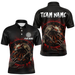 Maxcorners Skeletal Rat Red Splatter Dartboard Custom Mens Polo Dart Shirt Skull Dart Jerseys  MT2510