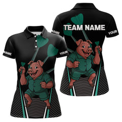 Maxcorners Darts Master Pig In Green Funny Darts Shirt For Men - Custom Team & Player Name LM1625