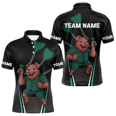 Maxcorners Darts Master Pig In Green Funny Darts Shirt For Men - Custom Team & Player Name LM1625