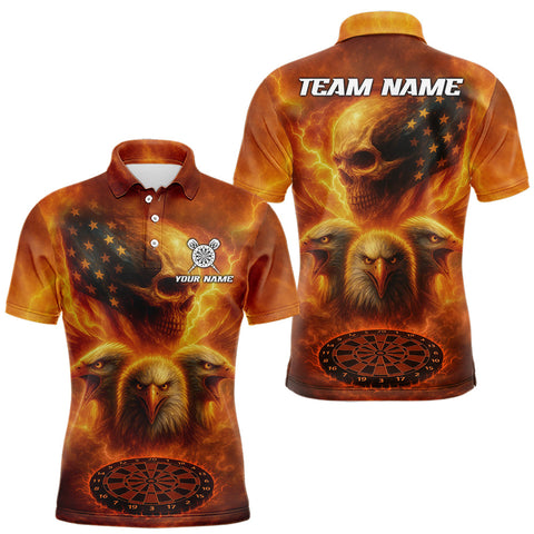 Maxcorners Personalized Flame Dart Shirt Custom Yellow Patriotic Dartboard Dart Jerseys For Men LM2608