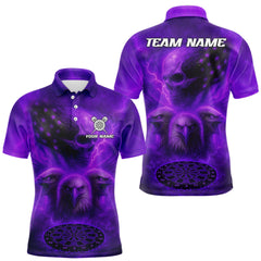 Maxcorners Personalized Flame Dart Shirt Custom Purple Patriotic Dartboard Dart Jerseys For Men LM2608