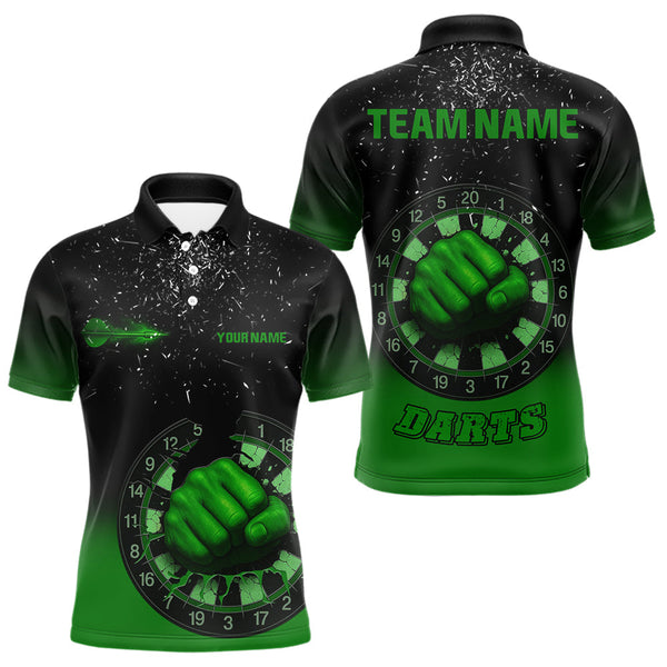Maxcorners Dynamic Verdant Fist Artwork Darts Shirt For Men - Custom Team Name - Darts Jersey LM1625