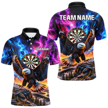 Maxcorners Custom Eagle Dart Polo 1/4-Zip Shirt For Men Smoke Mountain Eagle Dart Team Tournament Shirt LM2709