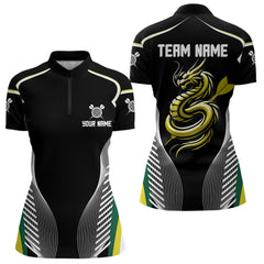 Maxcorners Custom Dragon With Dart Arrows Polo & 1/4 Zip Shirts For Men, Dart Team Jerseys