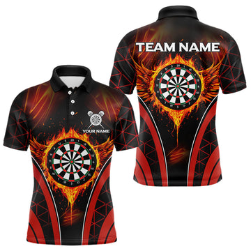 Maxcorners Persionalized Red Fire Flame Dart Boards Dart Shirts For Men, Custom Dart Jerseys LM263