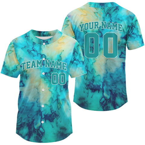 Maxcorners Custom Blue Men's Baseball Jersey Personalized Grunge Baseball Jersey For Newborns LM2608