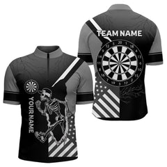 Maxcorners Skeleton Running Black Pattern Dartboards Dart Shirts For Men, Dart Jerseys