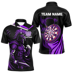 Maxcorners Purple & Black Dartboard Funny Darts Shirt For Men - Customizable Name & Team LM0706
