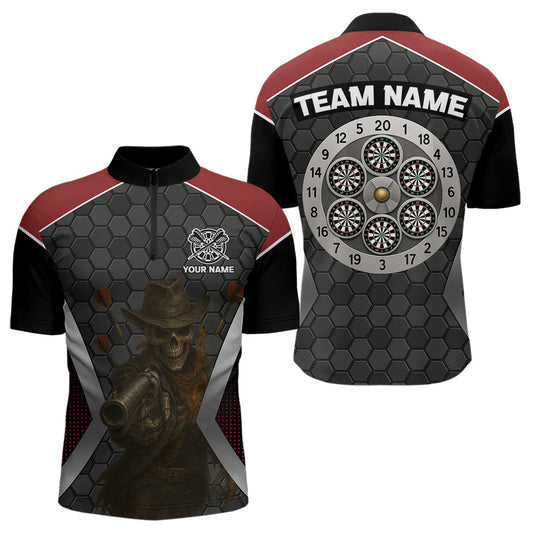 Maxcorners Skull Sheriff Shoots Darts Arrow Darts Shirt For Men - Customizable Name & Team LM0706