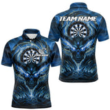 Maxcorners Lightning Blue & Grey Dragon Skull Dartboard Custom Men Darts Polo Shirt, Dart Jerseys MT0111